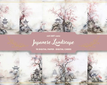 Japanese Landscape Art Print: Zen Sakura Wall Decor (Digital Download)