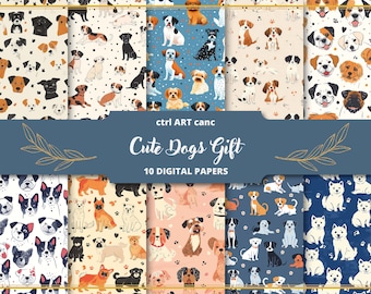 Cute Dogs Gift Dog Gift Wrapping Paper: Seamless Dog Pattern (Digital Download)