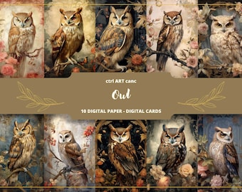 Owl Printable, Magic Owl Digital Paper, Junk Journal Kit, Owl Journal Pages, Scrapbooking, Junk Journal Supplies, Ephemera, Magic Journal