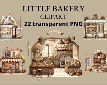 22 Bakery Shop Clipart: Fantasy Drawings (PNG Digital Download)