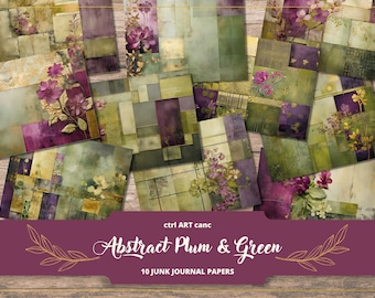 Grüne Collage Junk Journal Kit: Abstraktes Scrapbook Papier (Digitaler Download)