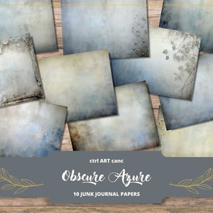Blue Junk Journal Paper Digital Download Scrapbooking Kit Paper Blue Paper for Scrapbook Journal Decor Digital Journal Printable Blue Paper
