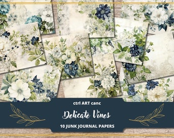 Floral Junk Journal Kit: Printable Scrapbook Paper (Digital Kit)