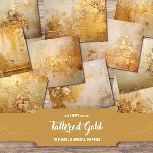 Carta digitale oro stracciata Carta da giornale oro per diario spazzatura Carta stampabile Carta stampabile da parete shabby decoro stracciato Carta stampabile Diario oro