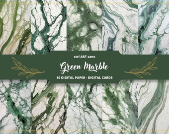 Green Marble Digital Paper: Scrapbook & Collage (Digital Download)