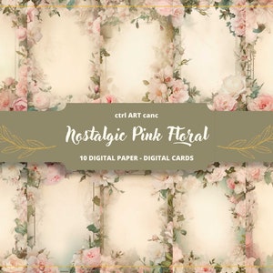 Papel digital rosa nostálgico, página de diario basura, kit imprimible, papel digital romántico, página de diario, scrapbooking, collage, diario basura