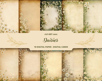 Daisy Digital Paper: 10 Blumen Scrapbooking Seiten (Digitaler Download)