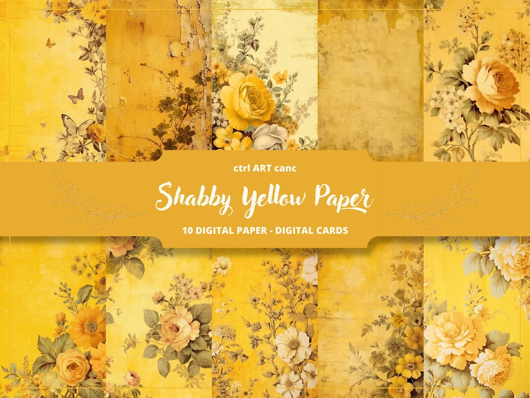 Shabby Yellow Printable Paper Shabby Journal Paper Journal Kit