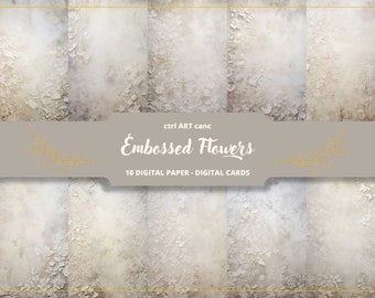 Geprägte weiße Blumen: Vintage Scrapbook (digitaler Download)