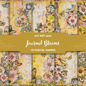 Geel Bloemen Junk Journal Kit Bloemen Scrapbook Papier Bloemen Papier voor Junk Journal Bloemen Digitaal Papier Afdrukbaar Papier Bloemen Achtergrond