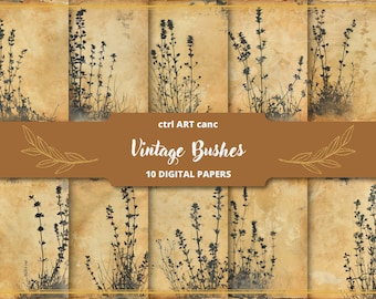 Digitaal papier met grunge-bloemen: Junk Journal Kit (digitale download)