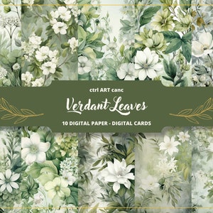 Verdant Leaves Journal Digital Paper, Journal Paper, Wrapping paper, Invitation Paper, Journaling Paper, Junk Journal, Crafting Paper