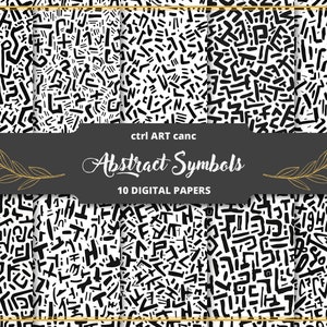 Abstract Black and White Digital Paper: Seamless Art (Digital Download)