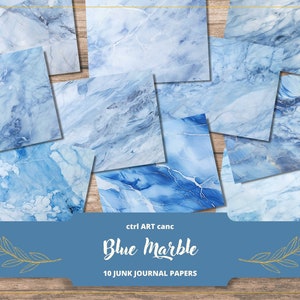 Blue Marble Digital Paper Marble Printable Paper for Junk Journal Marble Background Marble Wallpaper Blue Junk Journal Blue Scrapbook Paper