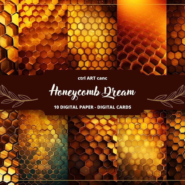 Honeycomb Digital Paper, Honeycomb Pattern, Honeycomb Decor, Honeycomb Background, Honeycomb Paper, Journaling Paper, Background Paper