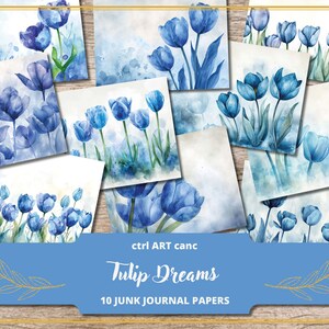 Tulpe Junk Journal Kit Tulip Scrapbook Kit Tulip druckbares Papier Journal Floral Kit Scrapbook Floral Aquarell Blumen Hintergrund
