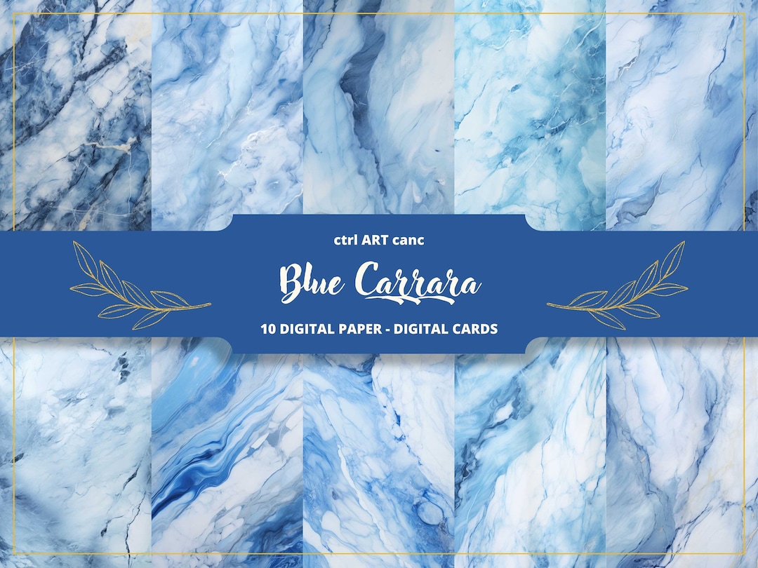 Blue Marble Digital Paper Carrara Marble Printable Paper for Junk ...
