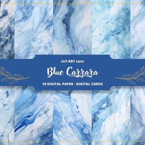 Blauer Marmor Digitales Papier Carrara Marmor Printable Papier für Junk Journal Marmor Hintergrund Tapete Junk Journal Scrapbook Papier