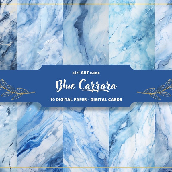 Blue Marble Digital Paper Carrara Marble Printable Paper for Junk Journal Marble Background Marble Wallpaper Junk Journal Scrapbook Paper