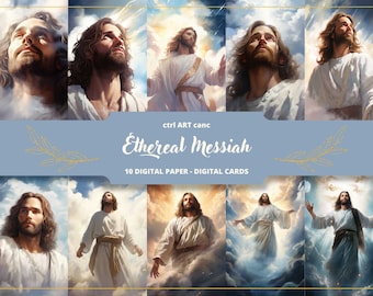 Jesus in Clouds Digital Paper: Religious Journaling (Digital Download)