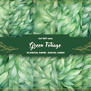Green Foliage Journal Digital Paper, Journal Paper, Wrapping paper, Invitation Paper, Journaling Paper, Junk Journal, Crafting Paper