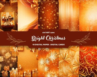 Orange & Gold Weihnachten Digital Papier, Weihnachten Geschenkpapier, Junk Journal Papier, Scrapbooking Papier, Journaling Papier, Bastelpapier