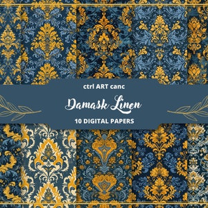 Blue Damask Digital Paper Damask Printable Paper Damask Pattern Damask Background Damask Texture Damask Decor Journal Kit Scrapbook Kit