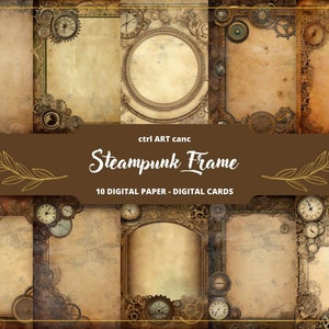 10 Steampunk Printable, Steampunk Journal, Steampunk Journal Seite, Steampunk Papier, Briefpapier, Scrapbooking, Collage, Junk Journal