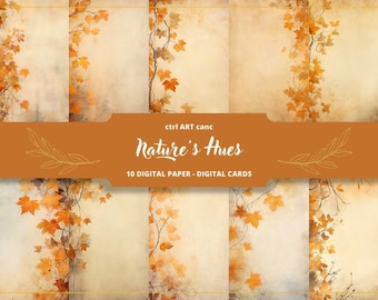 Autumn Leaves Digital Paper: Shabby Chic Scrapbook Background (Digital Download)