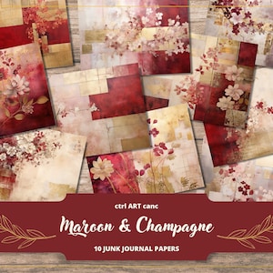 Red Journal Collage Junk Journal Kit Digital Paper Scrapbook Kit Imprimible Diario Papel Digital Journal Kit Imprimible Arte de pared abstracto