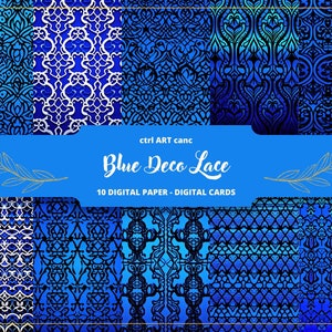 Blue Deco Digital Paper Blue Lace Paper for Scrapbook Junk Journal Paper Download Printable Paper Instant Download Printable Paper Decor