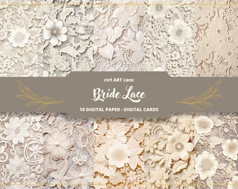 Bride Lace Lace Digital Paper: Vintage Scrapbook, Junk Journal (Digital Download)