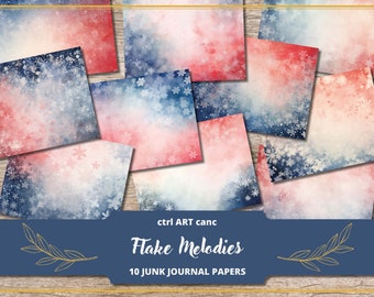 Snowflake Junk Journal Kit: Christmas Digital Paper (Printable)