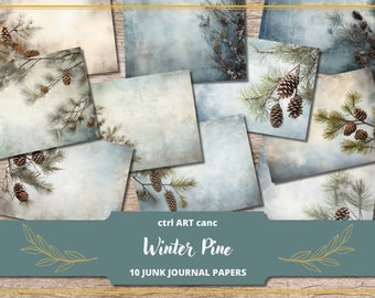 Winterdennenappel-junkjournaalkit: plakboek (digitale download)