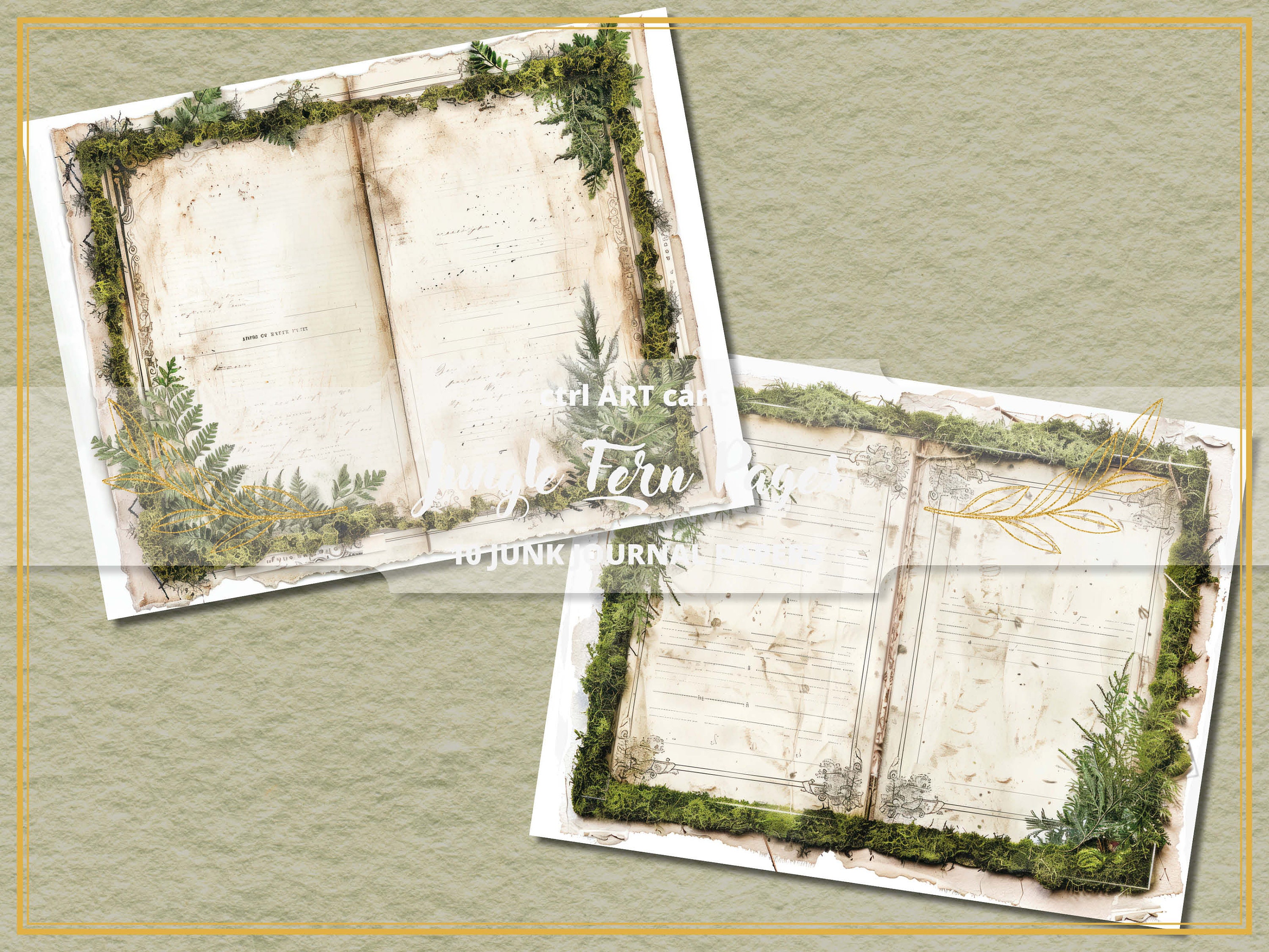 Fern Forest Junk Journal Kit Moss Journal Pages Double Page