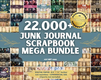 GANZER SHOP Digitales Papier Mega Bundle für kommerzielle Nutzung Digitaler Download Scrapbook Seite druckbare Junk Journal Seite für Junk Journal