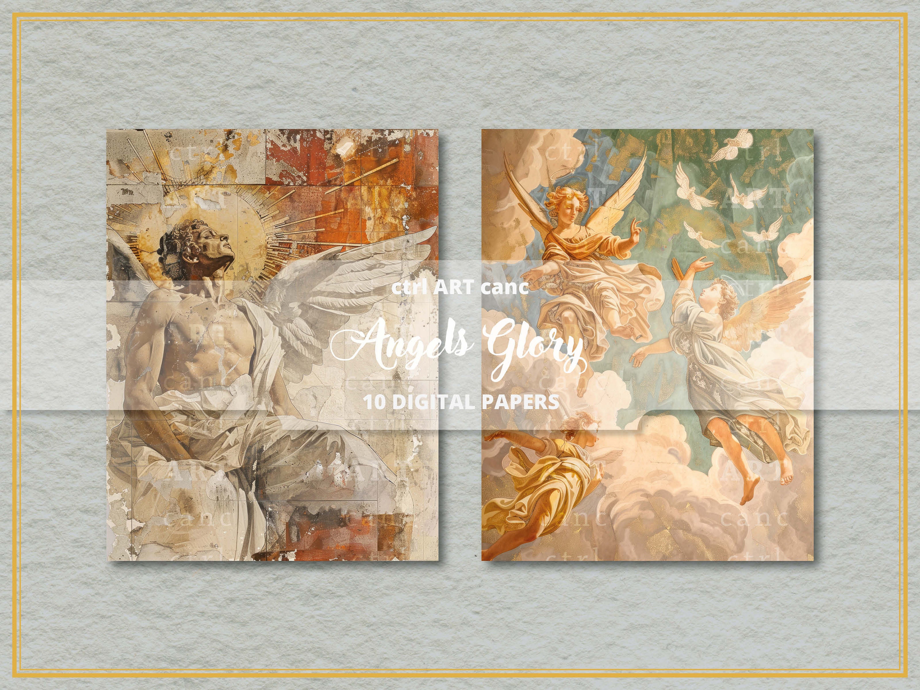 ヴィンテージの天使のフレスコ画イラスト：システィーナ礼拝堂の印刷