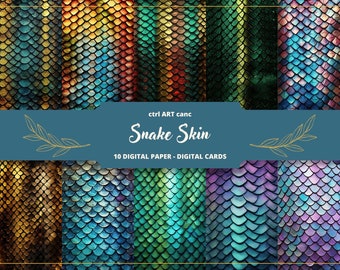 Snake Skin Digital Paper: Animal Print Backgrounds (JPEG Download)