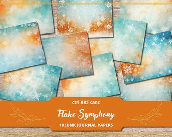 Snowflake Junk Journal Kit: Christmas Scrapbook Paper (Digital Download)