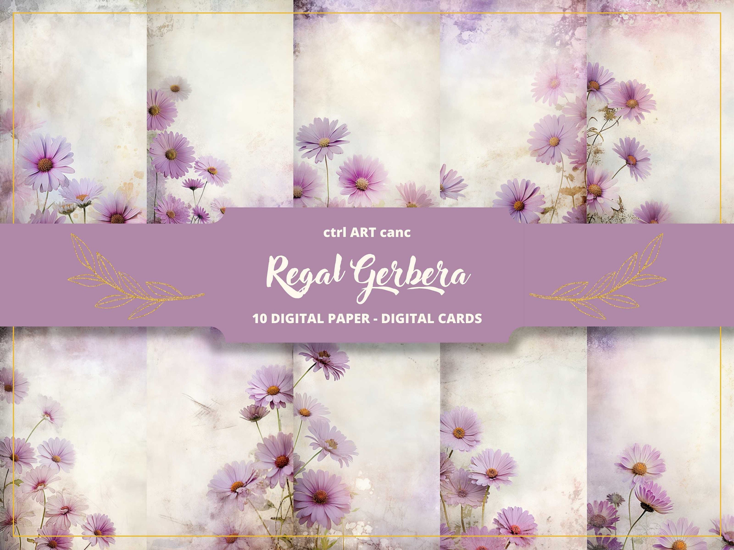 Regal Gerbera Digital Paper, Gerbera Decoration, Gerbera Digital Paper, Old Paper, Letter Paper, Scrapbooking, Collage, Junk Journal