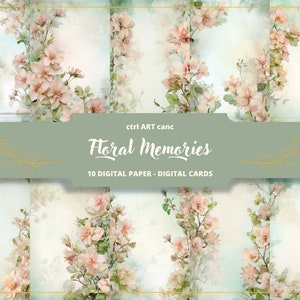 Floral Memories Digitaal Papier, Junk Journal Pagina, Afdrukbare Kit, Romantisch Digitaal Papier, Journal Pagina, Scrapbooking, Collage, Junk Journal