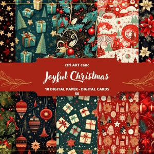 Carta digitale natalizia, Carta da regalo natalizia, Carta per diario spazzatura, Carta per scrapbooking, Carta per diario, Carta per decoupage, Carta artigianale