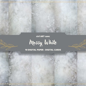 Mossy White Digital Paper, Tattered Wallpaper, Junk Journal Page, Printable Kit, Digital Paper, Journal Page, Scrapbooking, Junk Journal