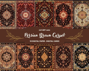Perserteppich Digitales Papier: Braunes Junk Journal Kit (Printable)
