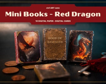 Red Dragon Mini Books: Scrapbook Ephemera (Digital Download)