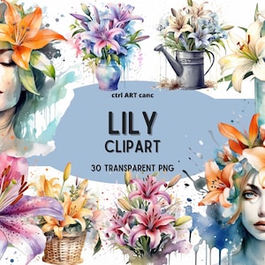 Lily Clipart, Floral Clipart, Lelies, Shabby Floral Clipart, Chique Clipart, Floral Decor Clipart, Junk Journal, PNG Bundel, Digitale Kunst