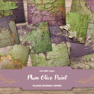 Kit de diario basura de pintura verde Kit digital de papel imprimible Kit imprimible Kit de papel digital de fondo de álbum de recortes para decoración de diario imprimible