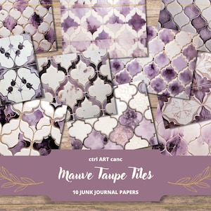 Purple Tiles Junk Journal Kit Scrapbook Paper Printable Paper Digital Journal Scrapbook Kit Printable Ceramic Tiles Printable Mosaic Decor