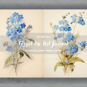 Forget Me Not Journal Page Digital Paper, Digital Paper, Journal Kit ...