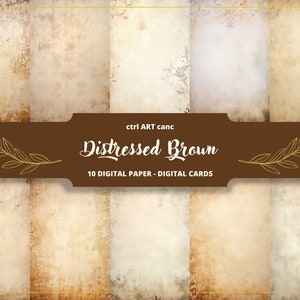 Braune Digitales Papier für Junk Journal Braune Seite für Scrapbook Braunes Papier Zerfetztes Braunes Papier Beunruhigtes Papier Braun Damask Digitales Papier